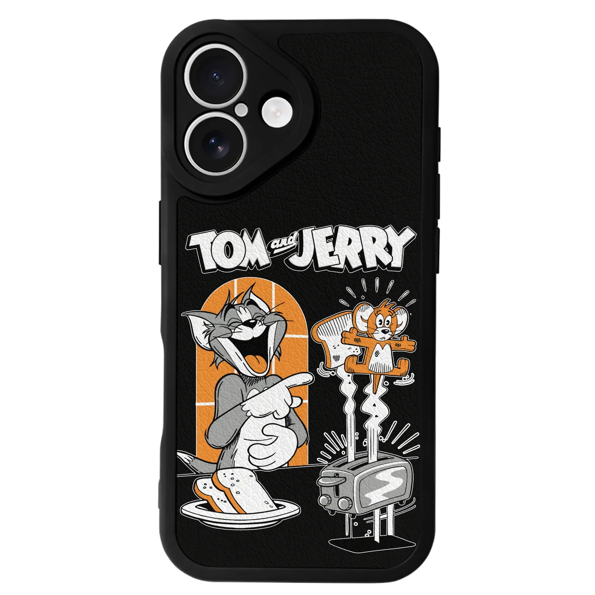 トムとジェリー グッズ トム - IPhone 16シリーズ対応 ・ シリコンスマホケース ・ レザー調 ・ 高精度フィット ・ 耐衝撃 ・ ワイヤレス充電対応 ・ 精密カット